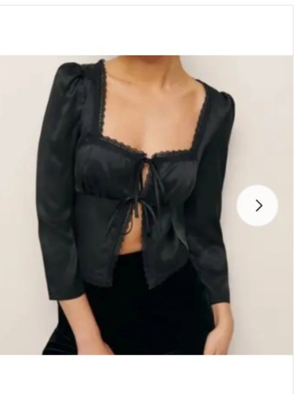 Black 100% silk Lucinda top from Reformation